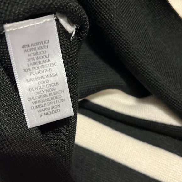 LOFT Long Sleeves Back Button Sweater Dress Striped Black - Picture 7 of 10